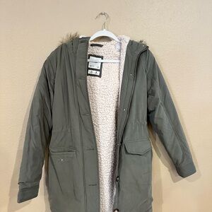 Abercrombie & Fitch Olive Jacket with Cream Lining